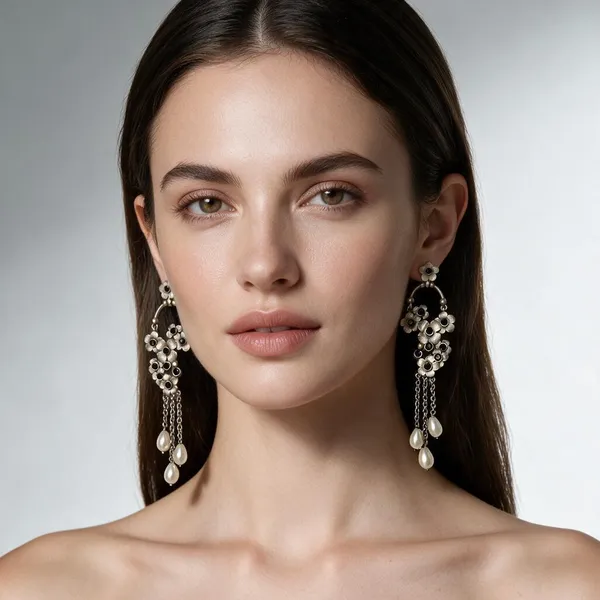 Rajwada_Floral_Earrings_Black