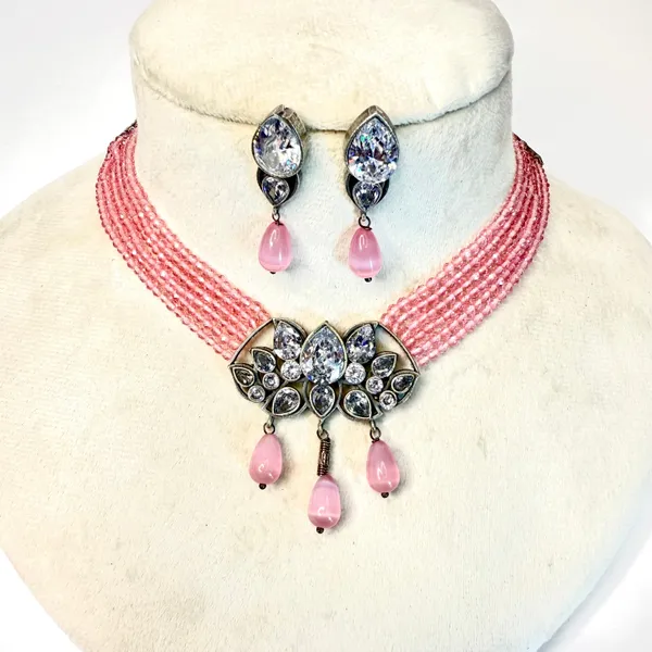 Rajeshwari_Beaded_Choker_Set_Pink