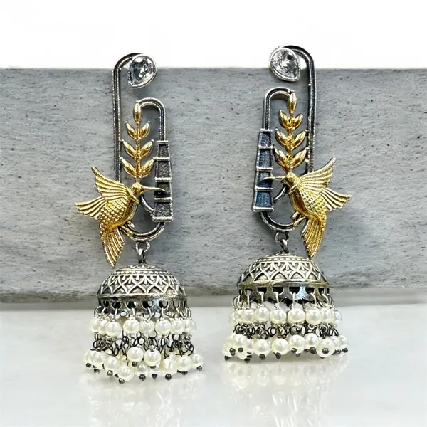 Hemlata_Dualtone_Jhumka_Clear_White