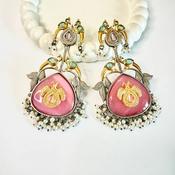 Maharani_Peacock_Earrings_Pink