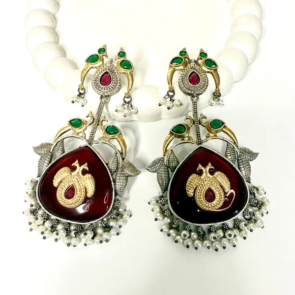 Maharani_Peacock_Earrings_Ruby