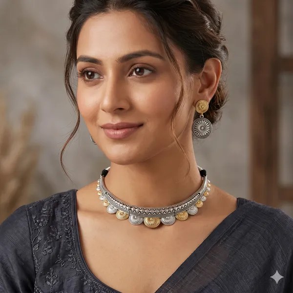 Raha_Dual_Tone_Coin_Necklace_Set_for_Women