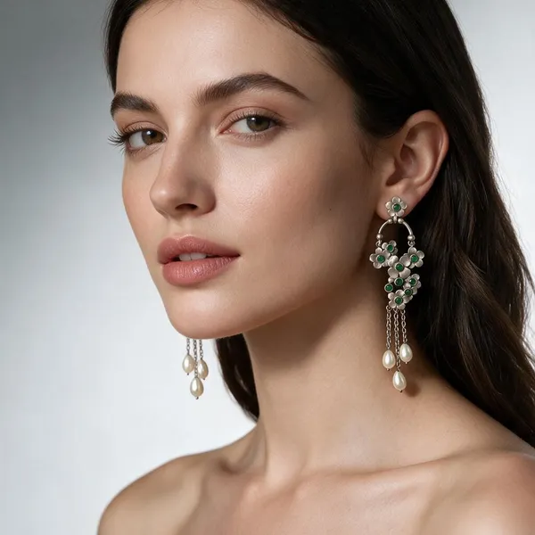 Rajwada_Floral_Earrings_Green