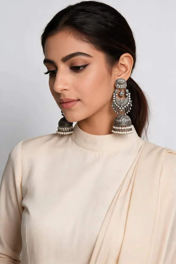 Gajakesari_Jhumka_Earring_Clear_White