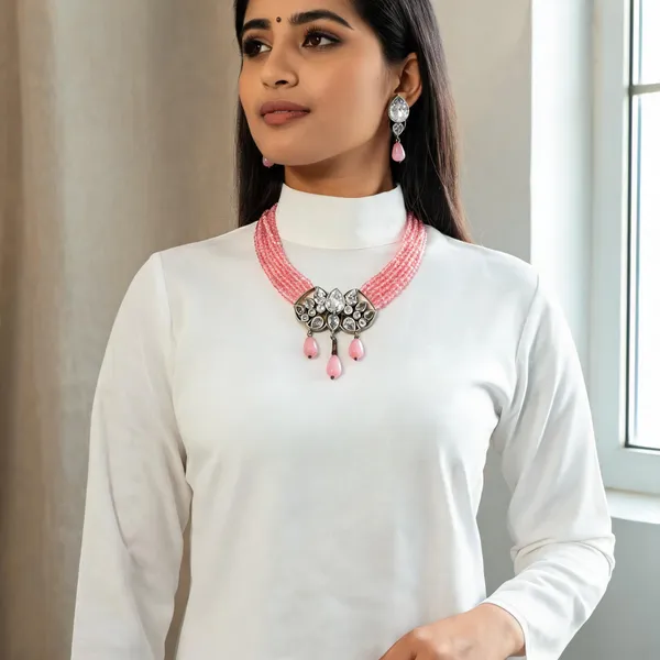 Rajeshwari_Beaded_Choker_Set_Pink