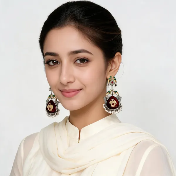 Maharani_Peacock_Earrings_Ruby