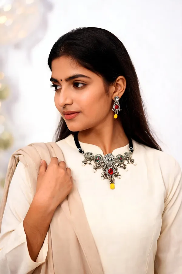 Mehervi_Royal_Choker_Set_Necklace_Ruby_Yellow
