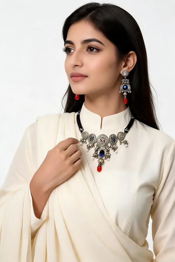 Mehervi_Royal_Choker_Set_Necklace_Blue