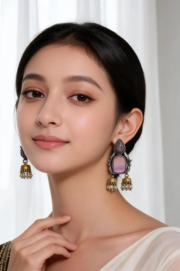 Tanisha_Danglers_Earrings_Pink