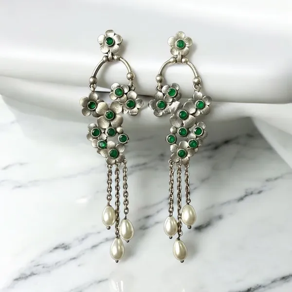 Rajwada_Floral_Earrings_Green