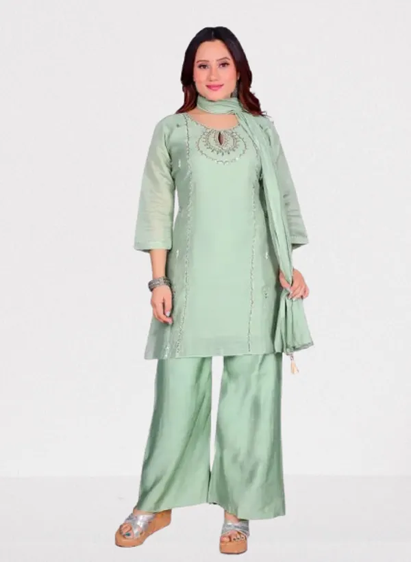 Tussar_Silk_Kurti_Pant_Dupatta_Set_For_Women