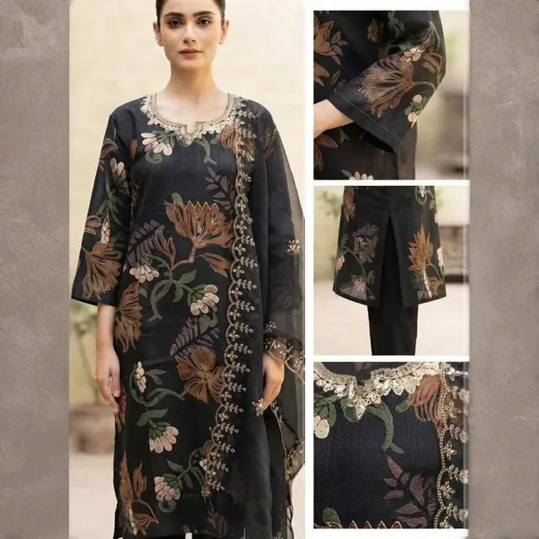 ZANIFA_Embellished,_Floral_Print_Kurta,_Trouser/Pant_&_Dupatta_Set_()