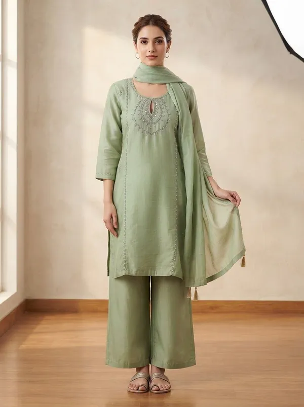 ZANIFA_Embellished_Kurta,_Palazzo_&_Dupatta_Set_()
