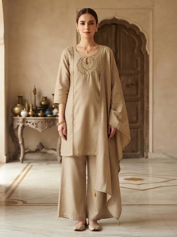 ZANIFA_Embellished_Kurta,_Palazzo_&_Dupatta_Set_()