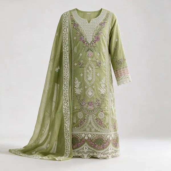 Georgette_Semi_Stitched_Kurti_Pant_Dupatta_Set_For_Women