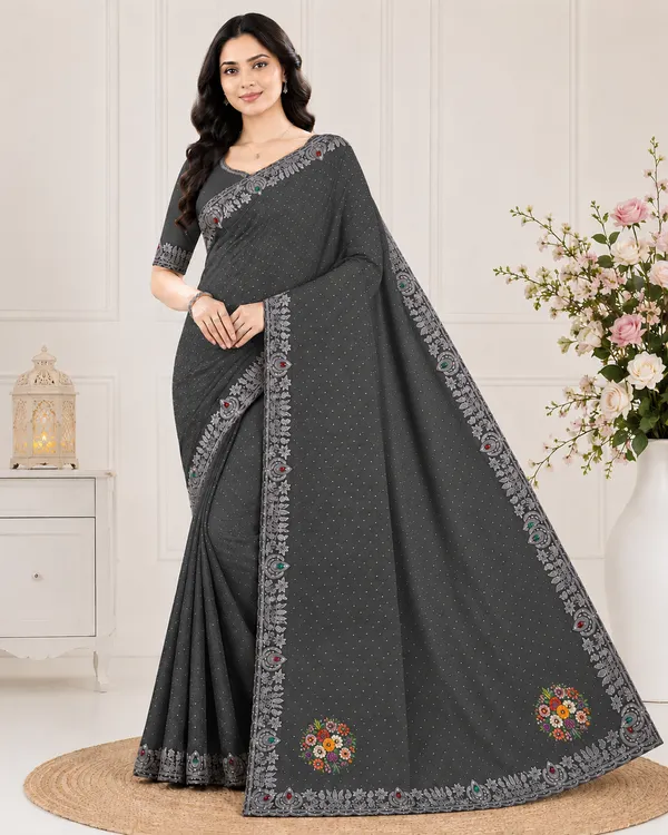 Grey_Twill_Net_Saree_For_Women