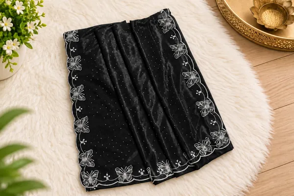 Black_Twill_Net_Saree_For_Women