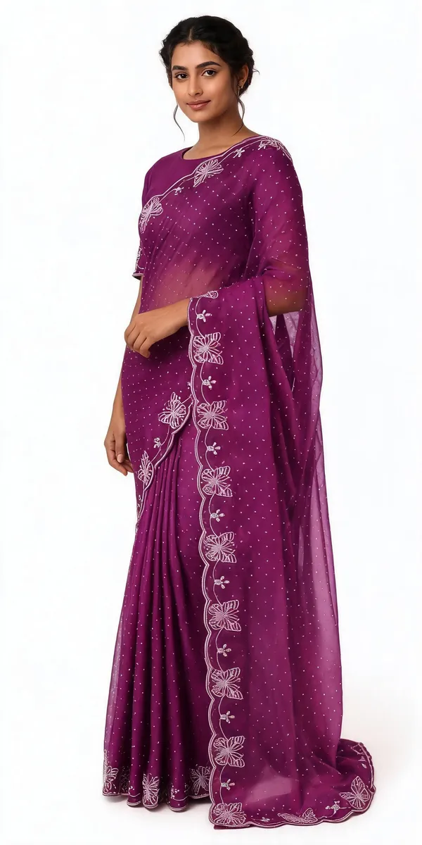 Purple_Twill_Net_Saree_For_Women