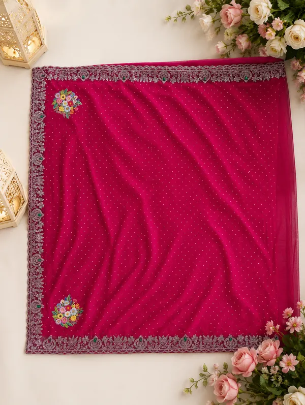 Magenta_Twill_Net_Saree_For_Women