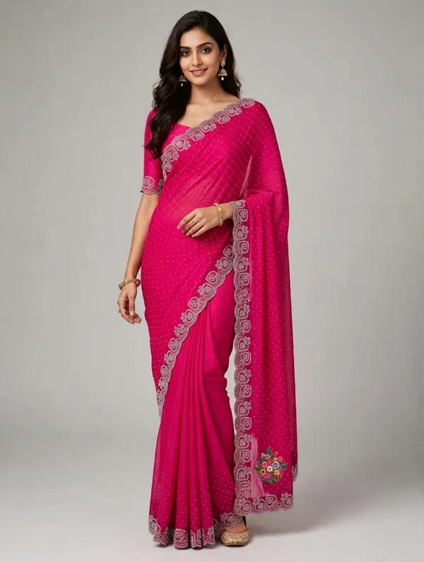Magenta_Twill_Net_Saree_For_Women