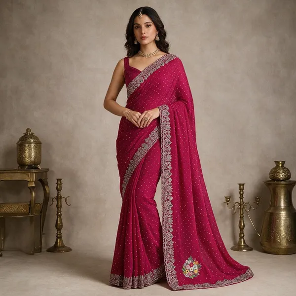 Magenta_Twill_Net_Saree_For_Women
