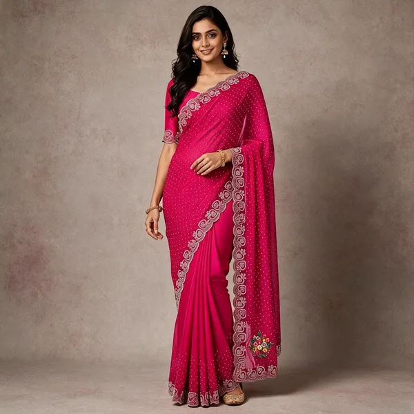 Magenta_Twill_Net_Saree_For_Women