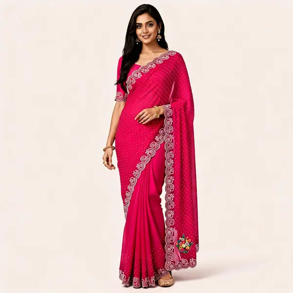 Magenta_Twill_Net_Saree_For_Women