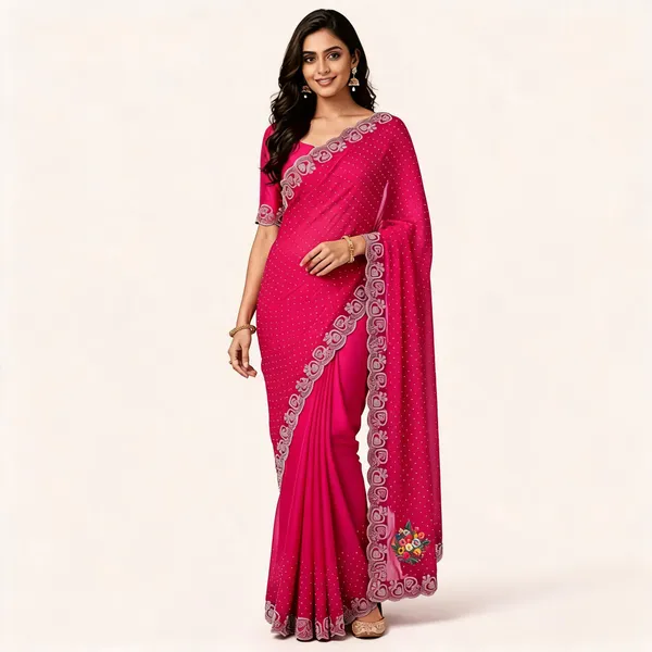 Magenta_Twill_Net_Saree_For_Women
