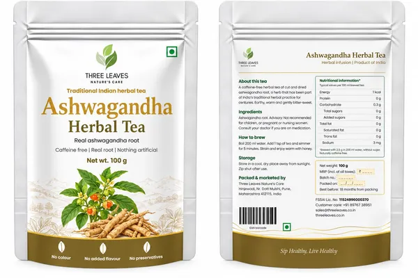 Three_Leaves_Ashwagandha_Caffeine-Free_Herbal_Tea_100_G