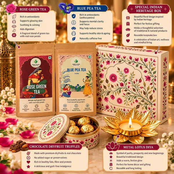 Three_Leaves_Indian_Heritage_Tea_Chocolate_&_Diya_Gift_Hamper