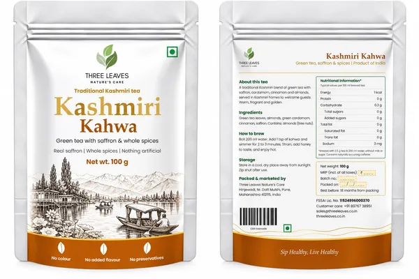 Three_Leaves_Kashmiri_Kahwa_Saffron_Green_Tea_100_G