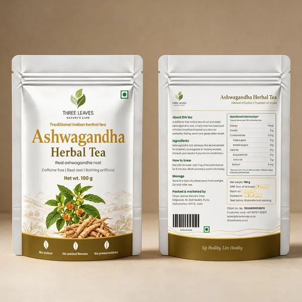 Three_Leaves_Ashwagandha_Caffeine-Free_Herbal_Tea_100_G