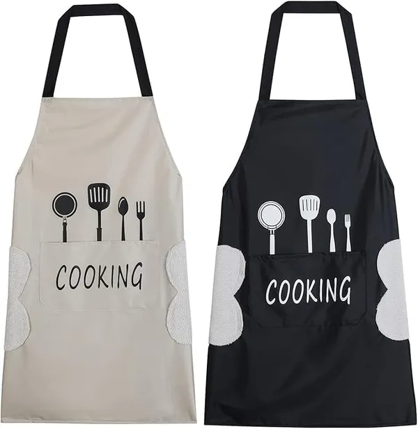 Black_Kitchen_Cooking_Apron_With_Pocket_And_Hand_Towel