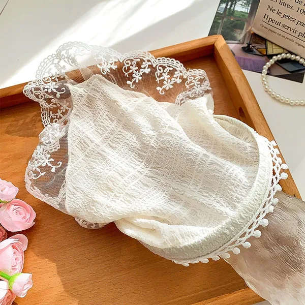Lace_Plaid_Bow_Hair_Scarf_For_Women_Girls_Kids