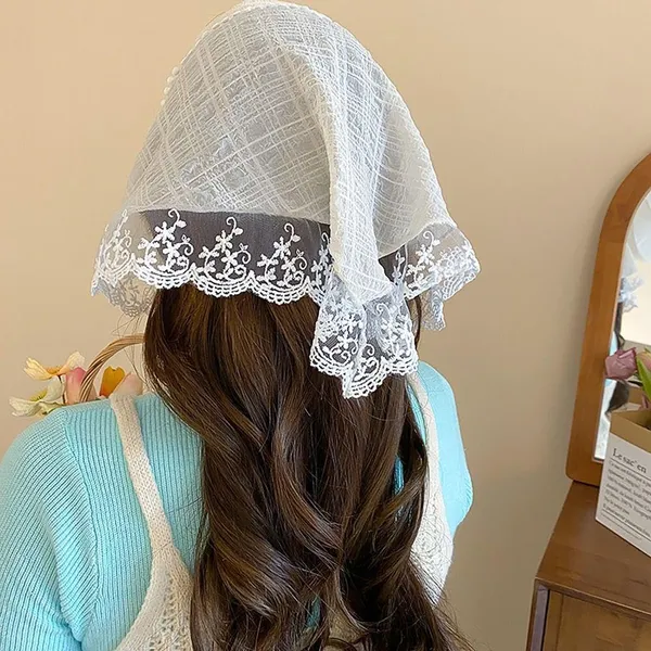 Lace_Plaid_Bow_Hair_Scarf_For_Women_Girls_Kids