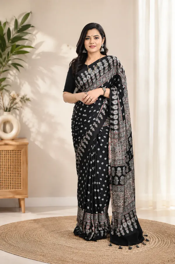Ajrakh_Black_Lotus_Modal_Silk_Saree_