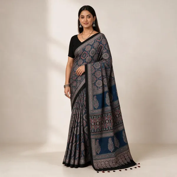 Blue_Ajrakh__Silk_Saree