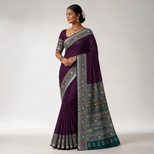 Traditional_Patola_Border_Saree_with_Plain_Body_Dola_Silk_Saree_-_Purple