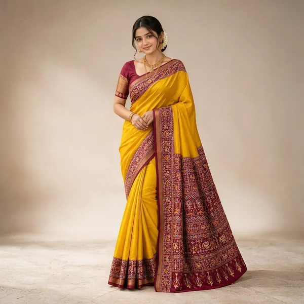 Traditional_Patola_Border_Saree_with_Plain_Body_Dola_Silk_Saree_-_Yellow