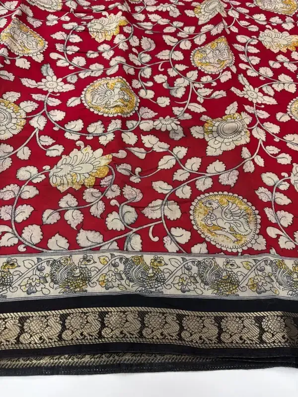 Elegant_Red_Mangalkari_Viscose_Silk_Saree_with_Designer_Print_&_Weave
