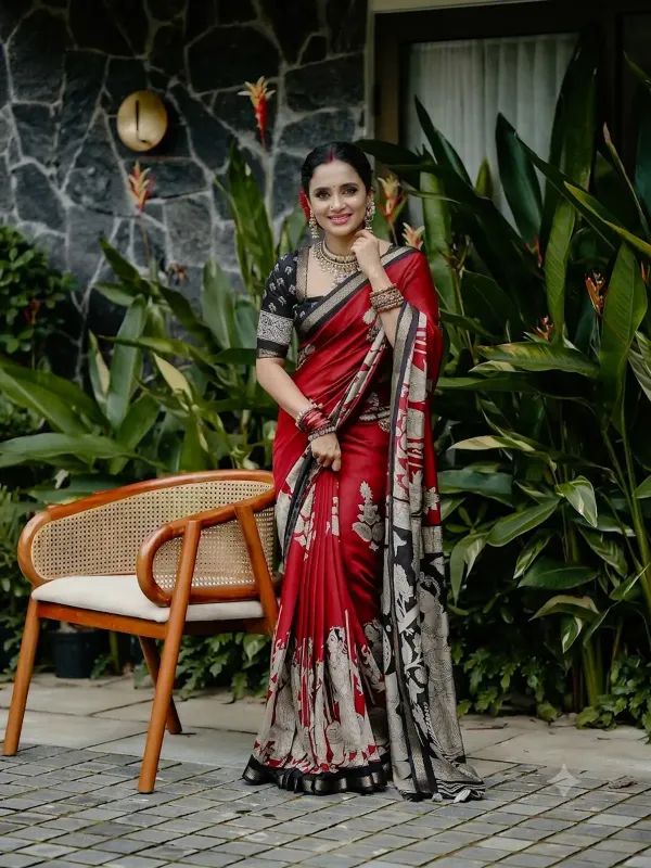 RUKMINI_:_JAIPUR_RED_MUL_COTTON_KALAMKARI_SAREE