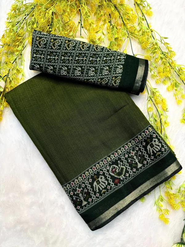 Traditional_Patola_Border_Saree_with_Plain_Body_Dola_Silk_Saree_-_Mehndi_