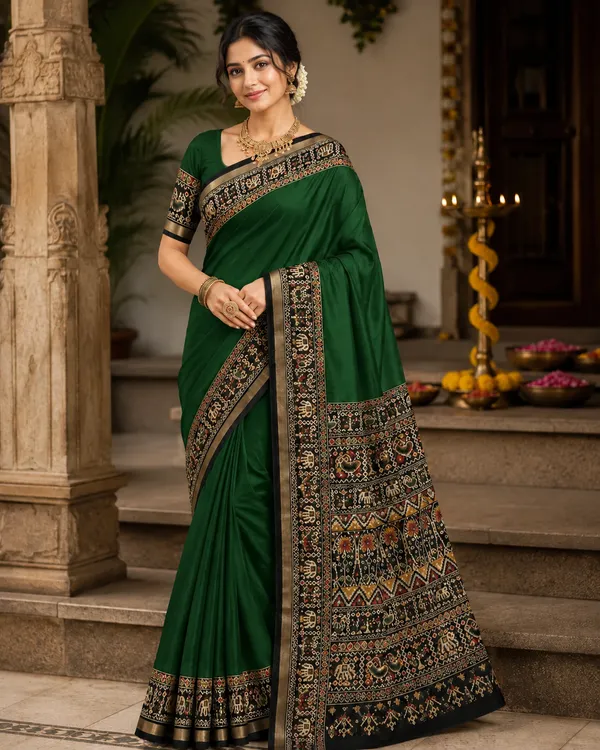 Traditional_Patola_Border_Saree_with_Plain_Body_Dola_Silk_Saree_-_Mehndi_