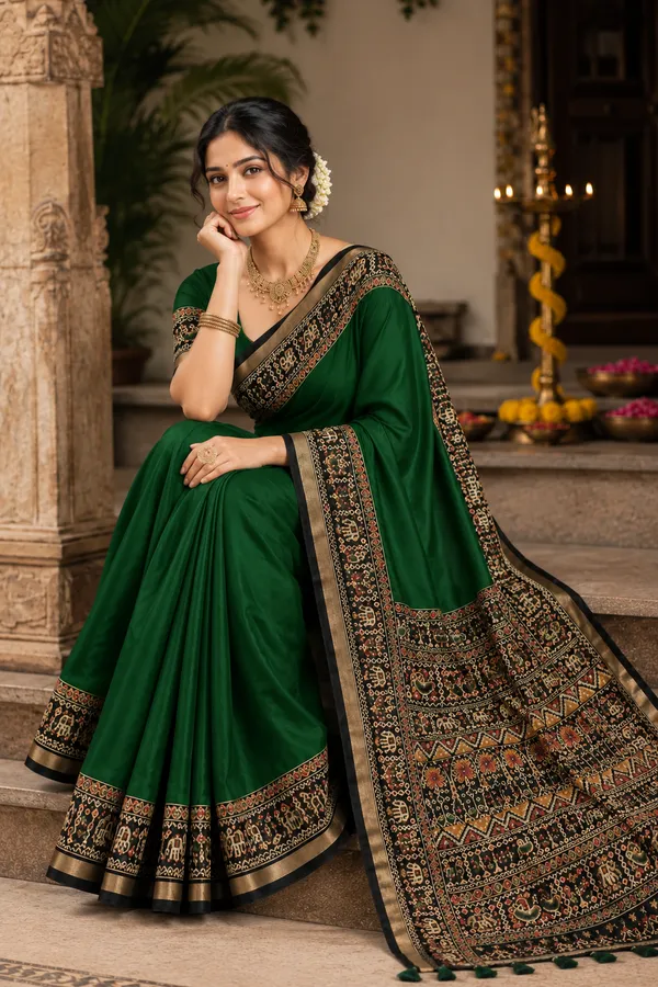 Traditional_Patola_Border_Saree_with_Plain_Body_Dola_Silk_Saree_-_Mehndi_