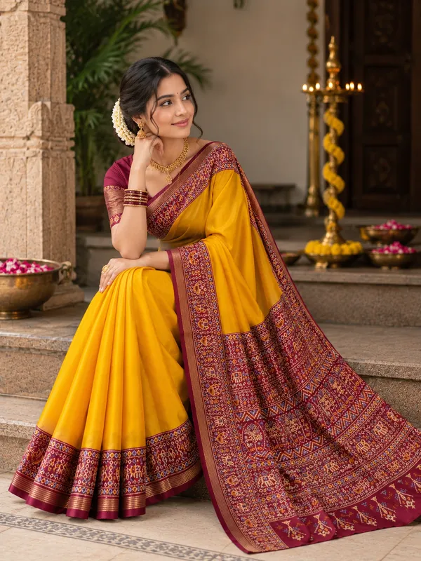 Traditional_Patola_Border_Saree_with_Plain_Body_Dola_Silk_Saree_-_Yellow