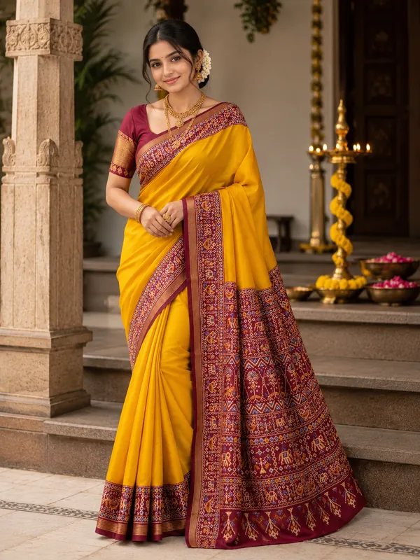 Traditional_Patola_Border_Saree_with_Plain_Body_Dola_Silk_Saree_-_Yellow