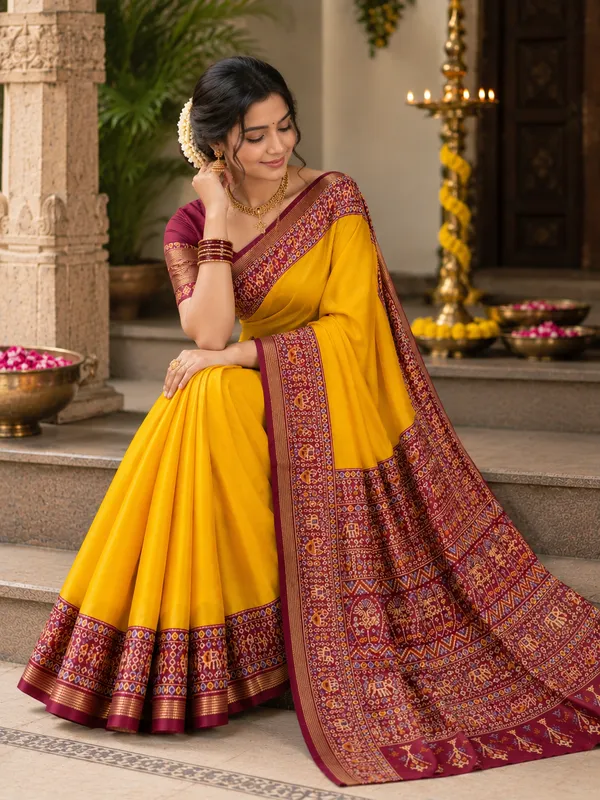 Traditional_Patola_Border_Saree_with_Plain_Body_Dola_Silk_Saree_-_Yellow