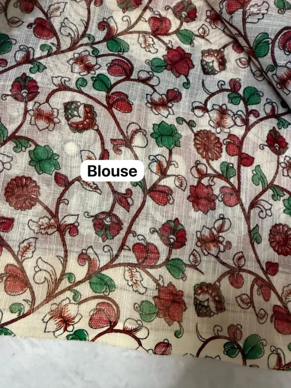 White_Kalamkari__Design_Cotton_Linen_Printed_Saree