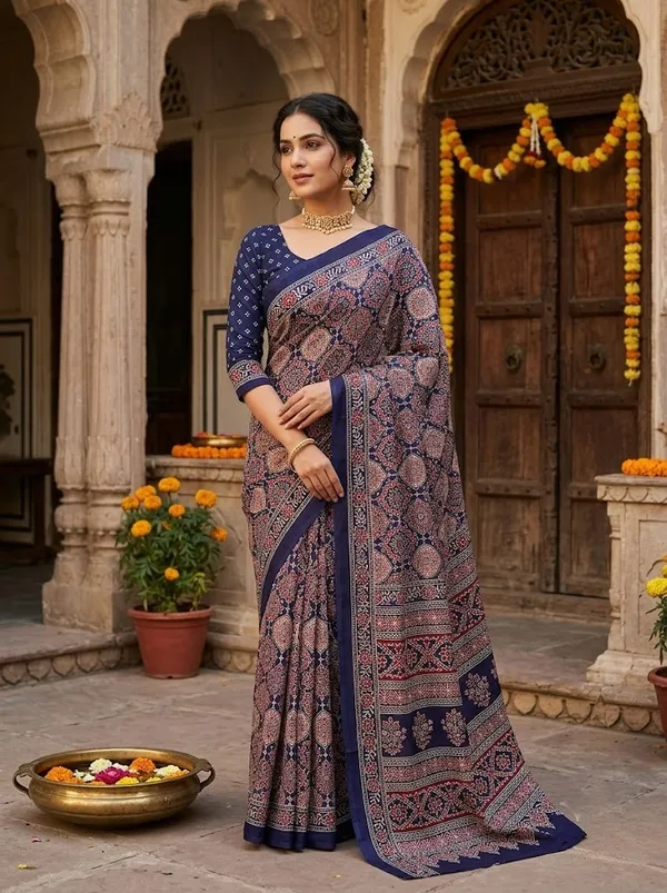 Indigo_Ajrakh_Printed_Soft_Modal_Silk_Natural_Print_Saree