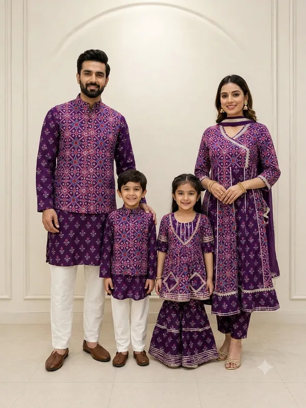 Blue_Printed_Coordinated_Ethnic_Wear_Set_for_Family